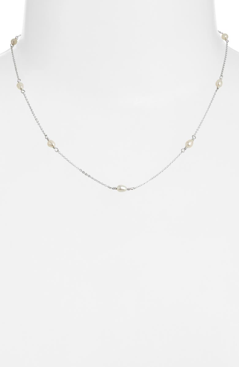 Set & Stones Madeline Freshwater Pearl Station Necklace, Alternate, color, Silver