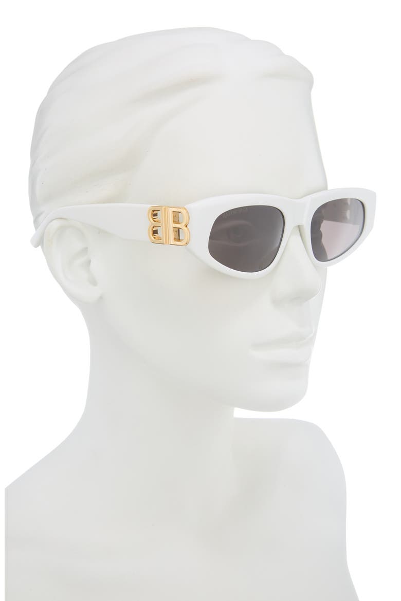 Novelty 53mm Cat Eye Sunglasses, Alternate, color, WHITE GOLD GREY