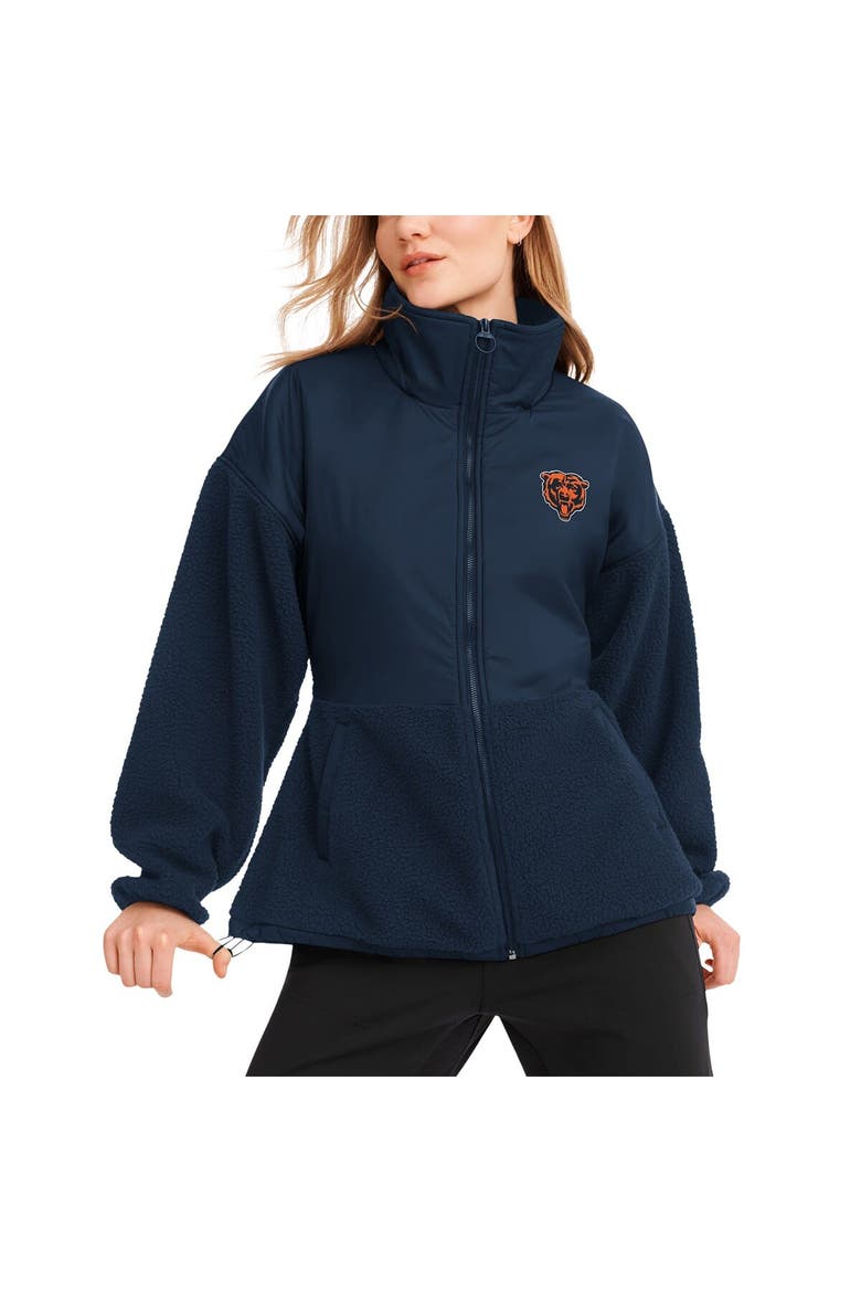 Women's DKNY Sport  Navy Chicago Bears Drew Mixed Media Full-Zip Jacket, Main, color, Navy