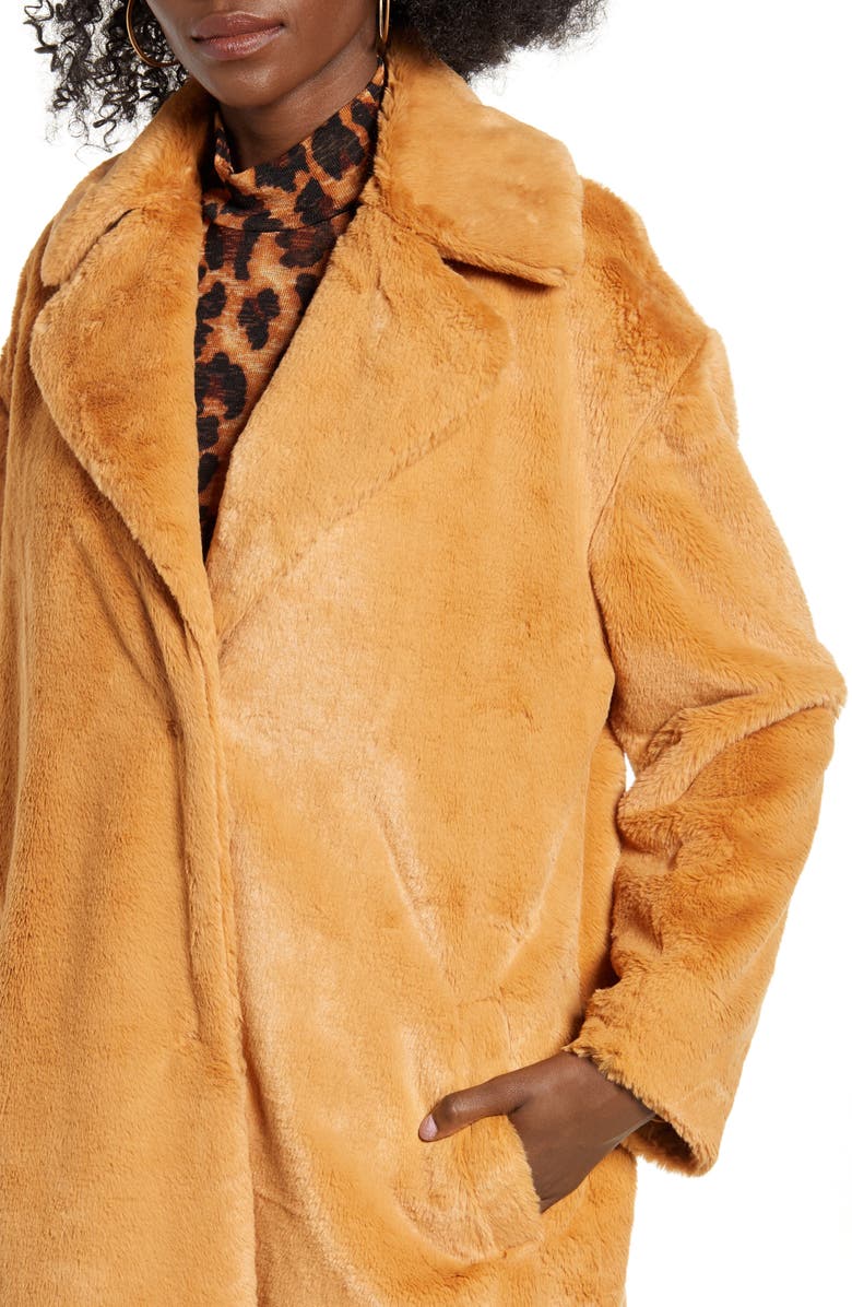 Mural Long Faux Fur Coat, Alternate, color, 