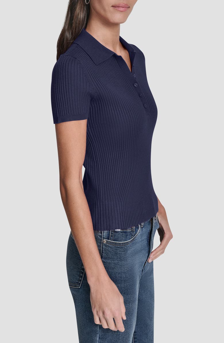 DKNY Jeans Rib Knit Polo Sweater, Alternate, color, Peacoat No Lurex