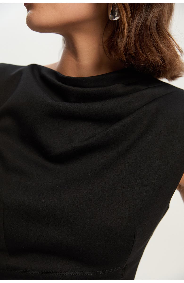 Karen Millen Ponte Asymmetric Midi Dress, Alternate, color, Black