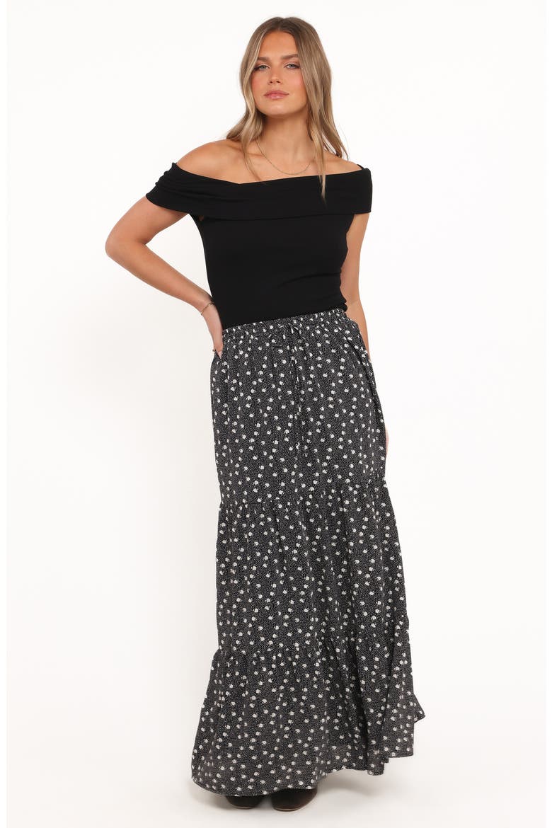 Vincent Tiered Maxi Skirt, Alternate, color, BLACK SPOT