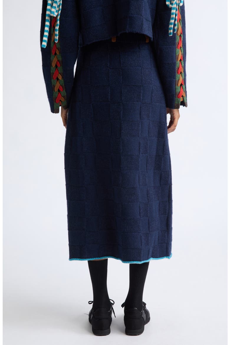 Multibows Lambswool & Cotton Sweater Skirt, Alternate, color, NAVY