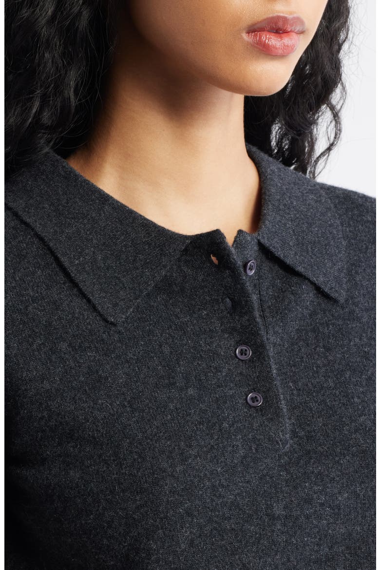 Tove Wool & Cashmere Short Sleeve Polo Sweater, Alternate, color, CHARCOAL