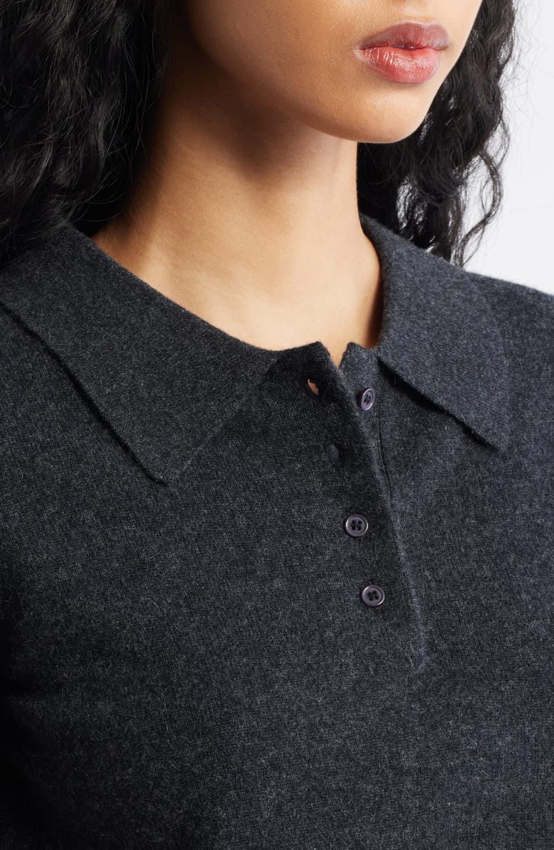 ARTLESS FOREVER Tove Wool & Cashmere Short Sleeve Polo Sweater, Alternate, color, Charcoal