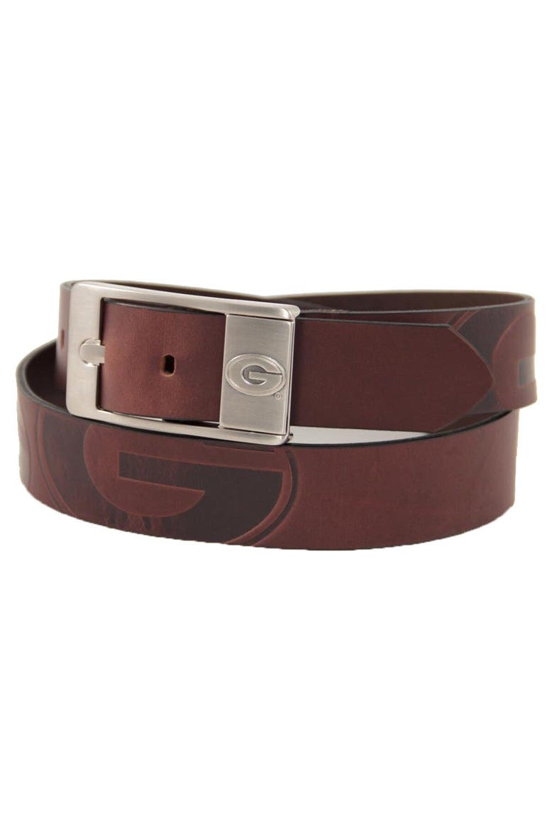 Georgia Bulldogs Brandish Leather Belt - Brown, Main, color, Brown