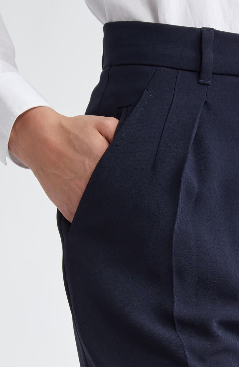 Max Mara Studio Eguale Pleated Crepe Ankle Pants, Alternate, color, Navy