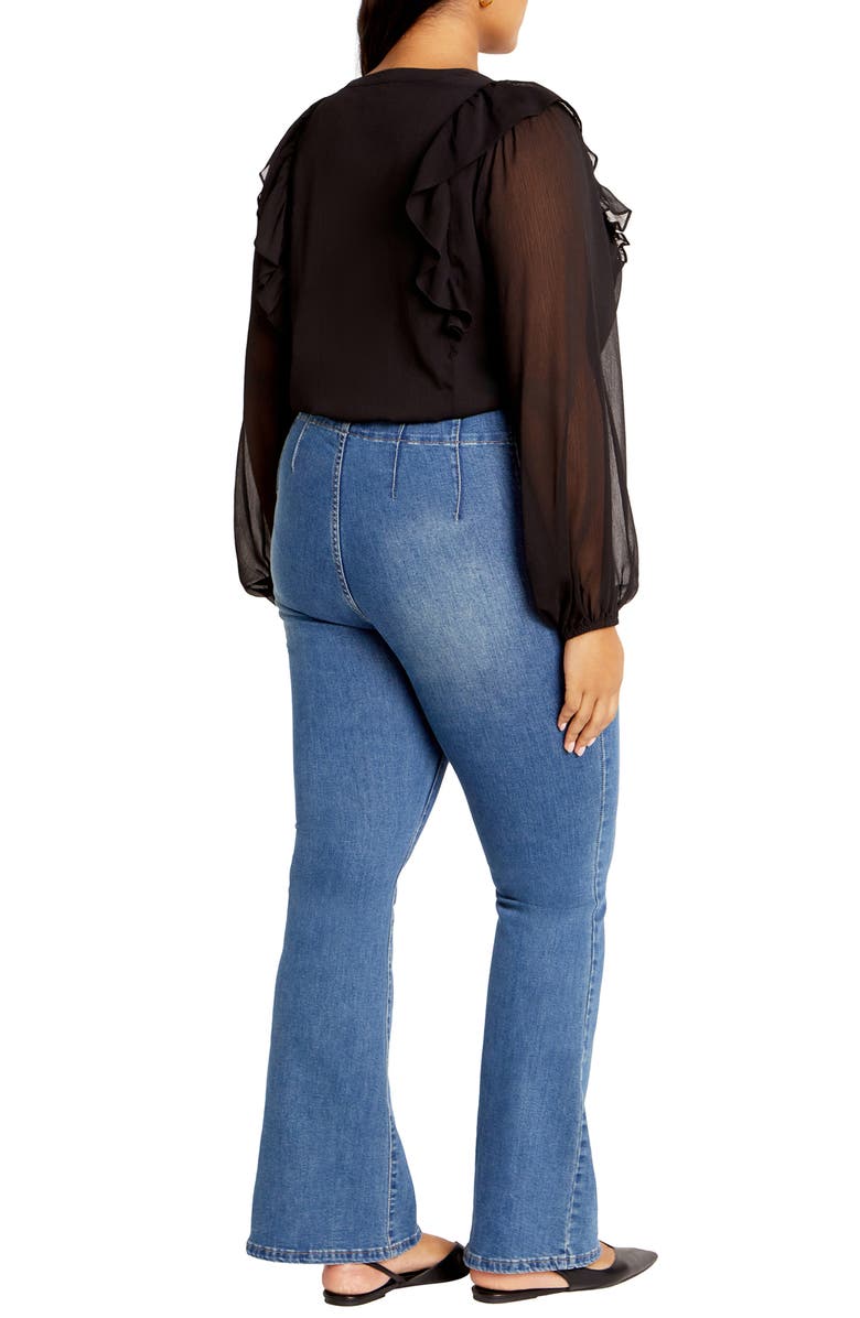 City Chic Melina Sheer Balloon Sleeve Crop Top, Alternate, color, 