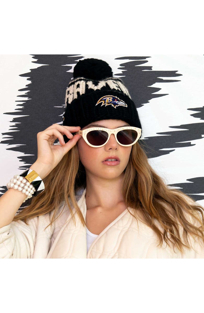 Lele Sadoughi Black Ravens Nfl Beanie With Yarn Pom Pom, Alternate, color, Black 001