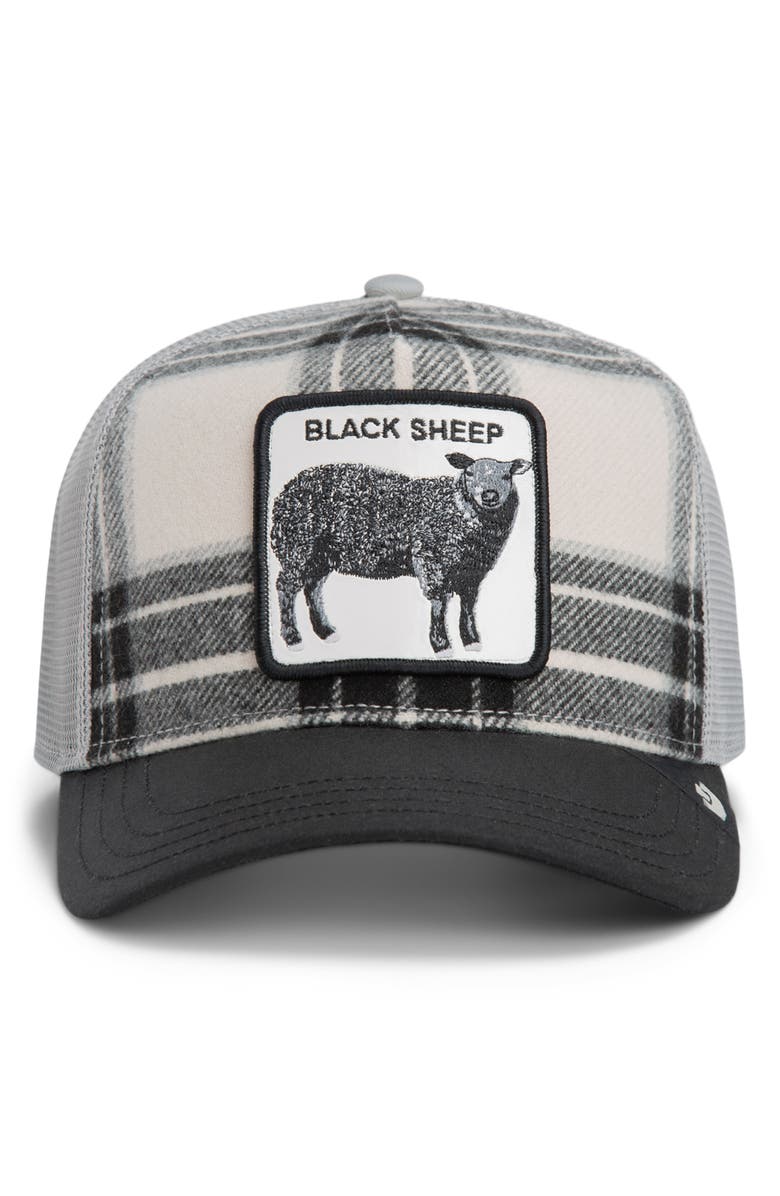 Goorin Bros. Black Sheep Brushed Plaid Trucker Hat, Alternate, color, 