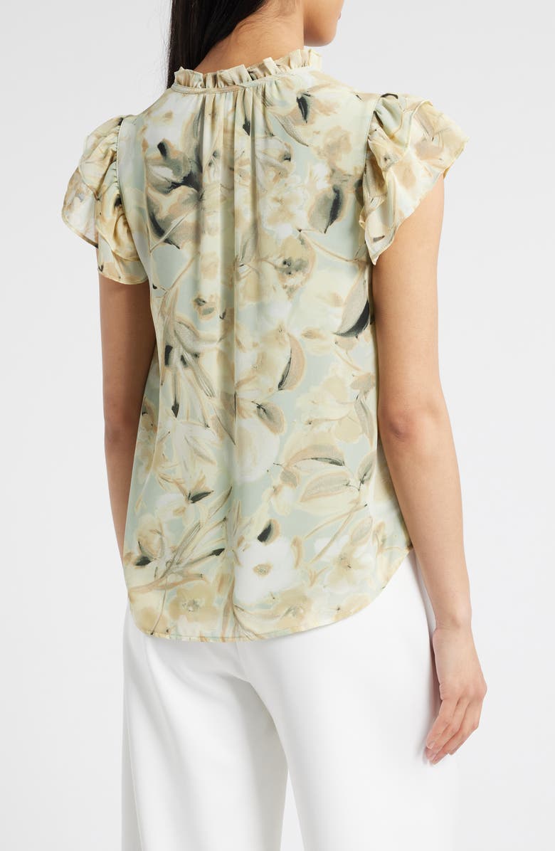 Anne Klein Ruffle Sleeve Tie Neck Top, Alternate, color,