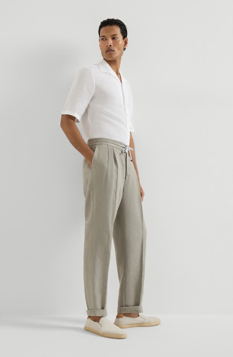Brunello Cucinelli Trousers with drawstring, Alternate, color, Khaki