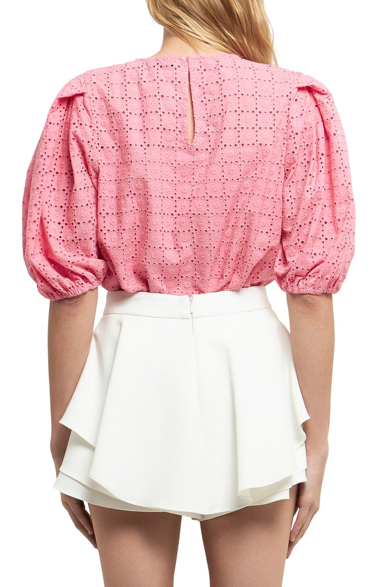 English Factory Embroidered Eyelet Cotton Top, Alternate, color, 