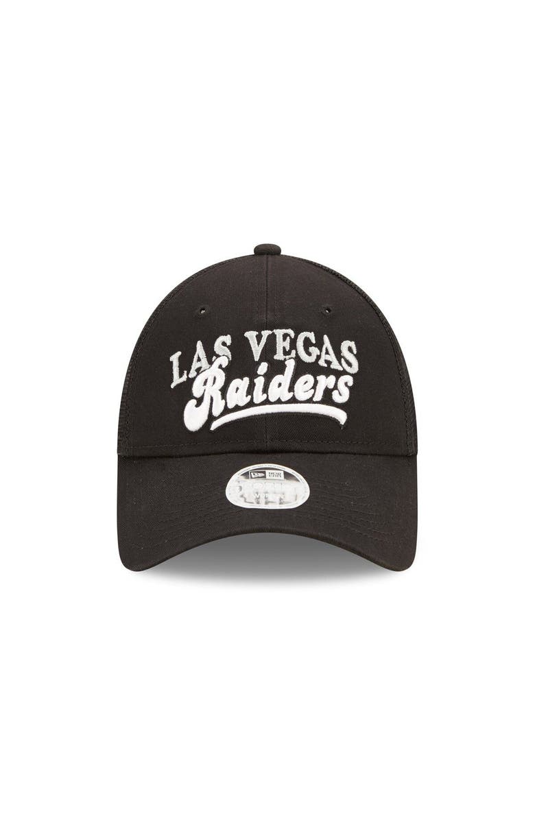 New Era Women's New Era Black Las Vegas Raiders Team Trucker 9FORTY Snapback Hat, Alternate, color, Black
