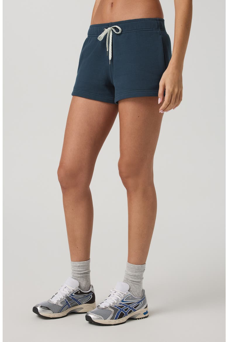 Cotton Blend Piquè Fleece Drawstring Shorts, Alternate, color, OCEAN BLUE