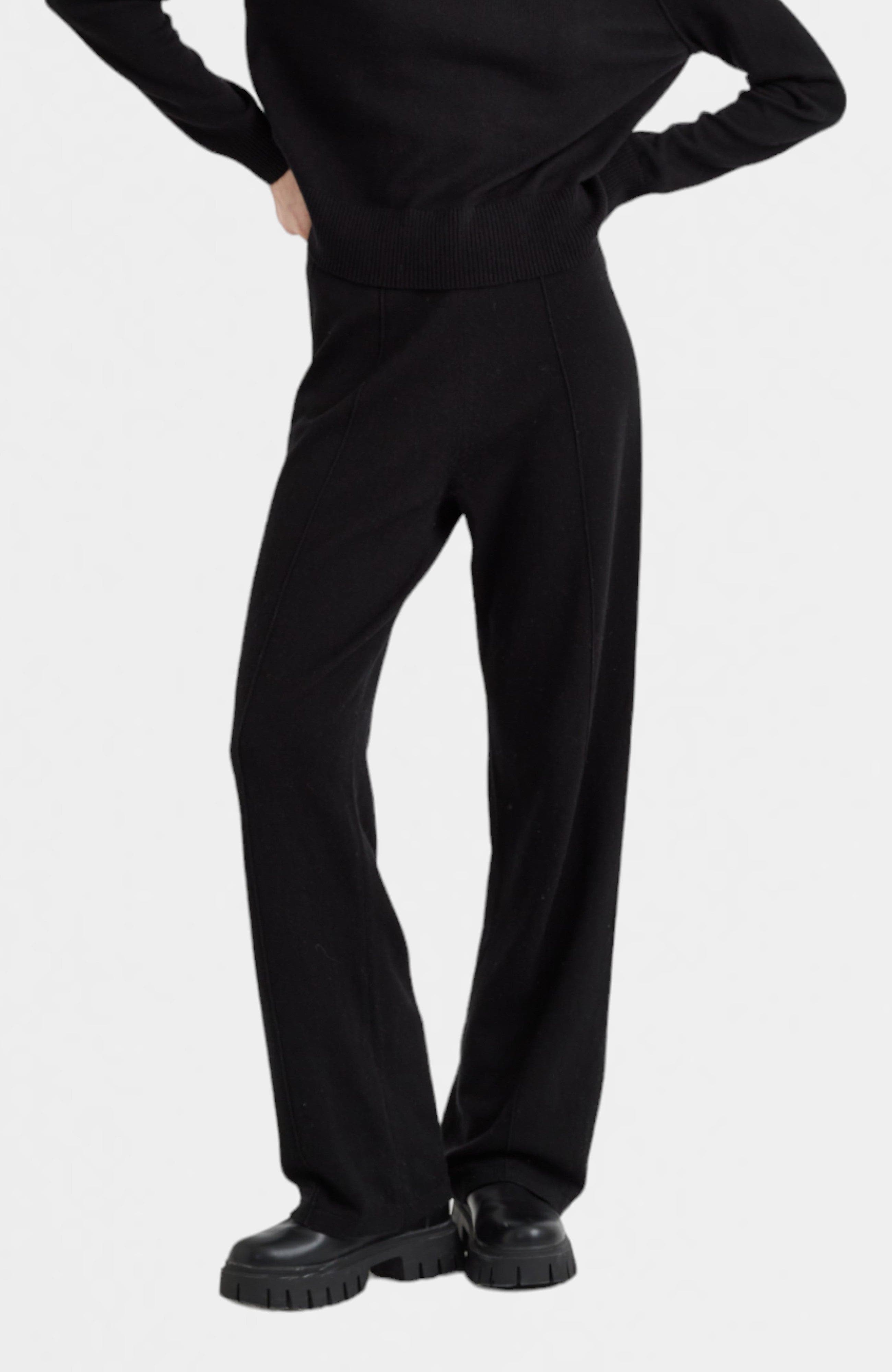 Wool Cashmere Wide Leg Track Pants