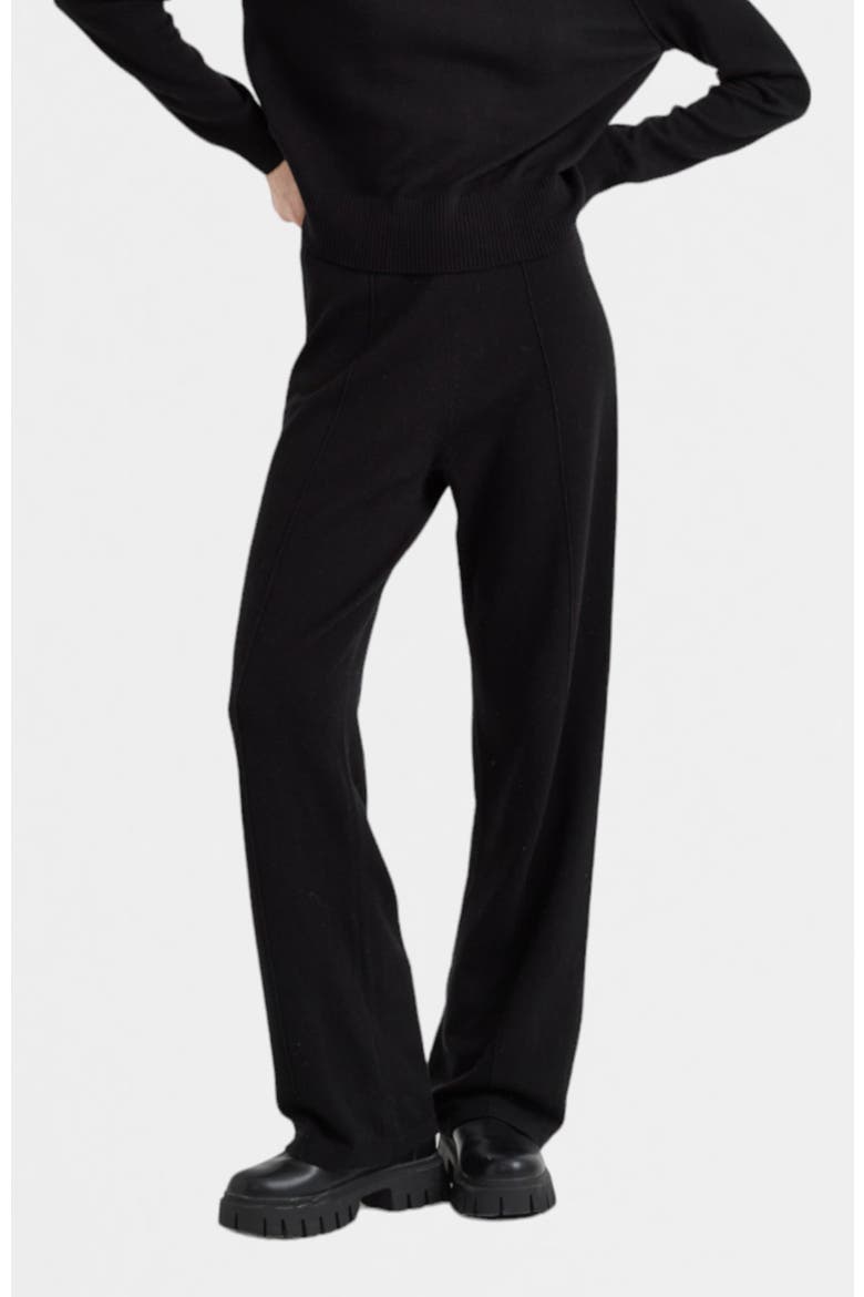 Wool Cashmere Wide Leg Track Pants, Main, color, Black