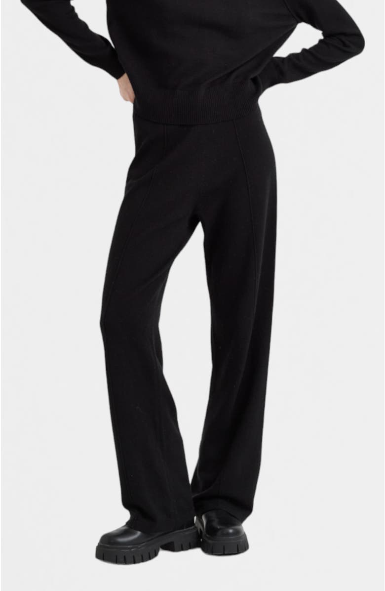 Chinti & Parker Wool Cashmere Wide Leg Track Pants, Main, color, Black