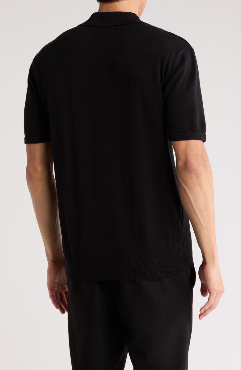 DENIM AND FLOWER Textured Polo Sweater, Alternate, color, 