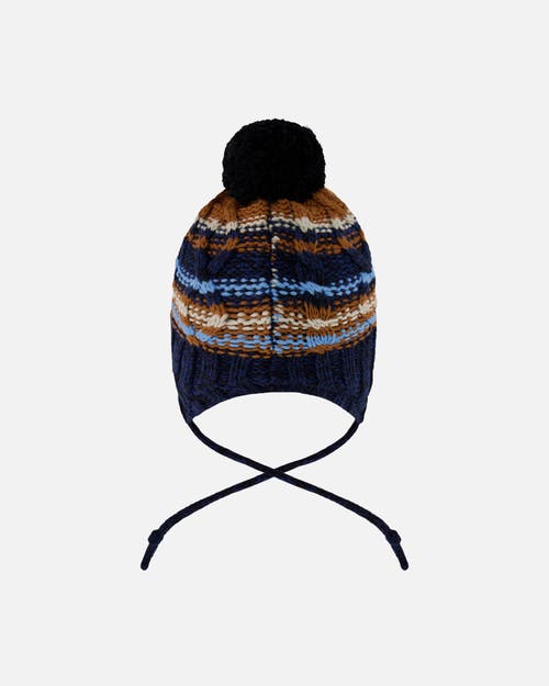 Deux Par Deux Lined Peruvian Knit Winter Hat With Pompom In Black
