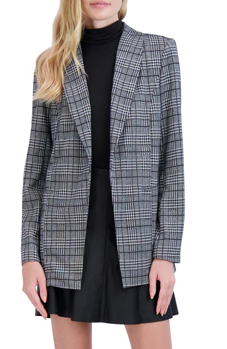 Plaid Shawl Collar Blazer