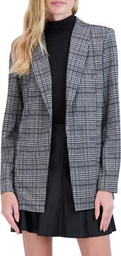 Ookie & Lala Plaid Shawl Collar Blazer