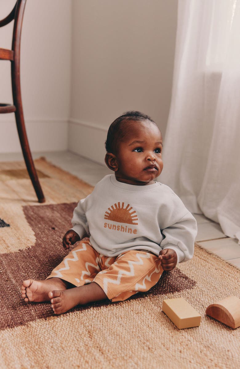 NEXT Sunshine Sweatshirt & Print Pants Set, Alternate, color, Orange Multi