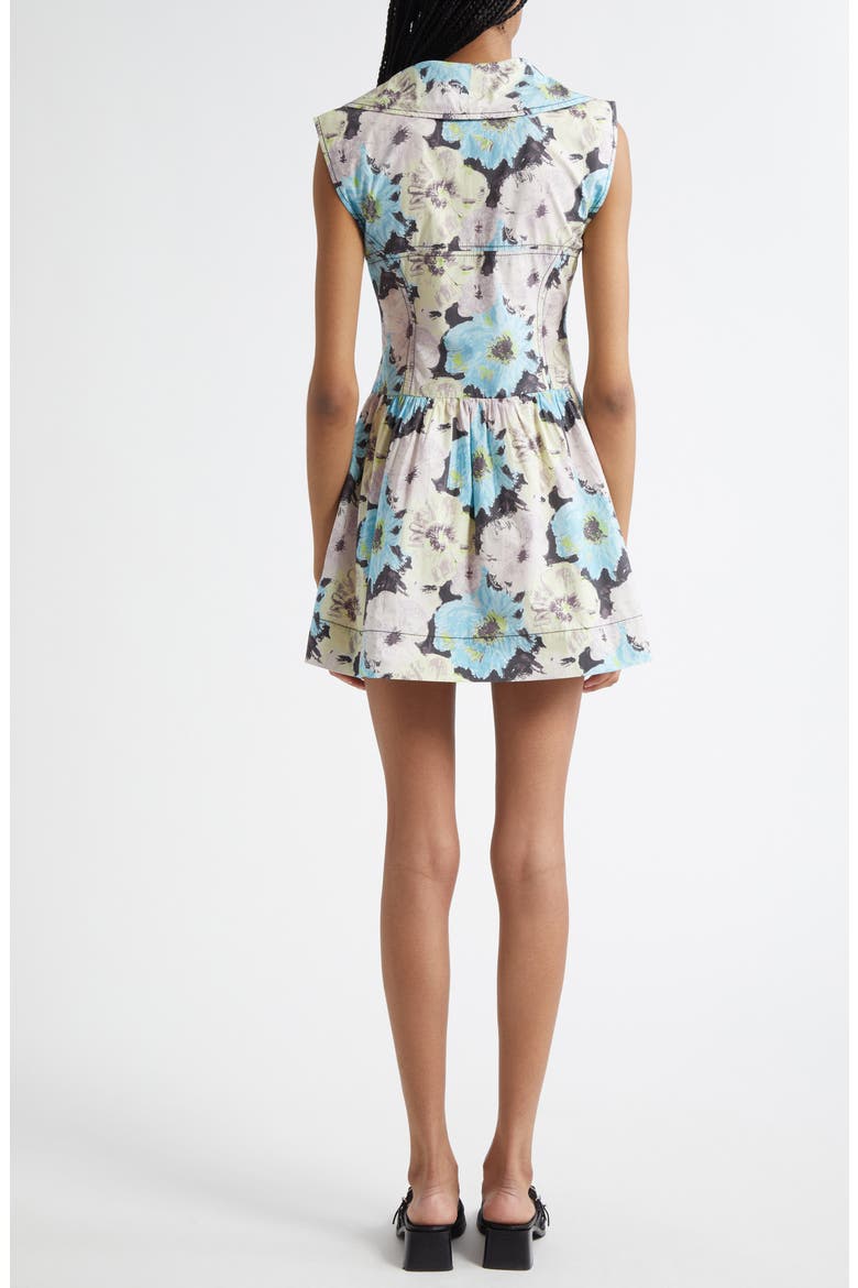 Floral Zip Front Organic Cotton Minidress, Alternate, color, WHITE MULTICOLOR