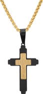 STEELTIME Men's 18k Gold Plated Two Tone Cross Pendant Necklace