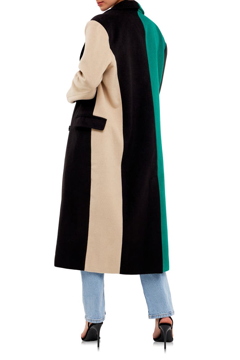 Colorblock Trench Coat, Alternate, color, GREEN MULTI