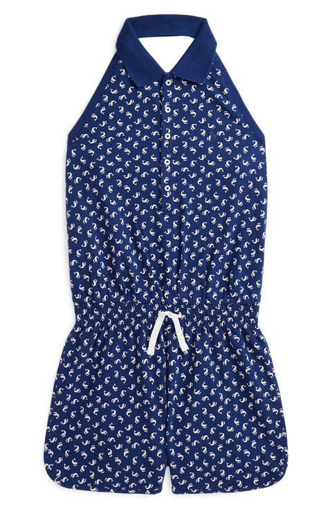 Kids' Dolphin Print Mesh Halter Romper (Big Kid)