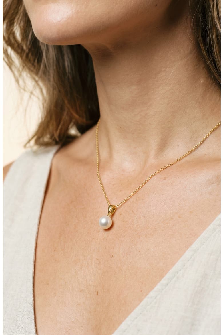 Faux Pearl Pendant Necklace, Alternate, color, GOLD