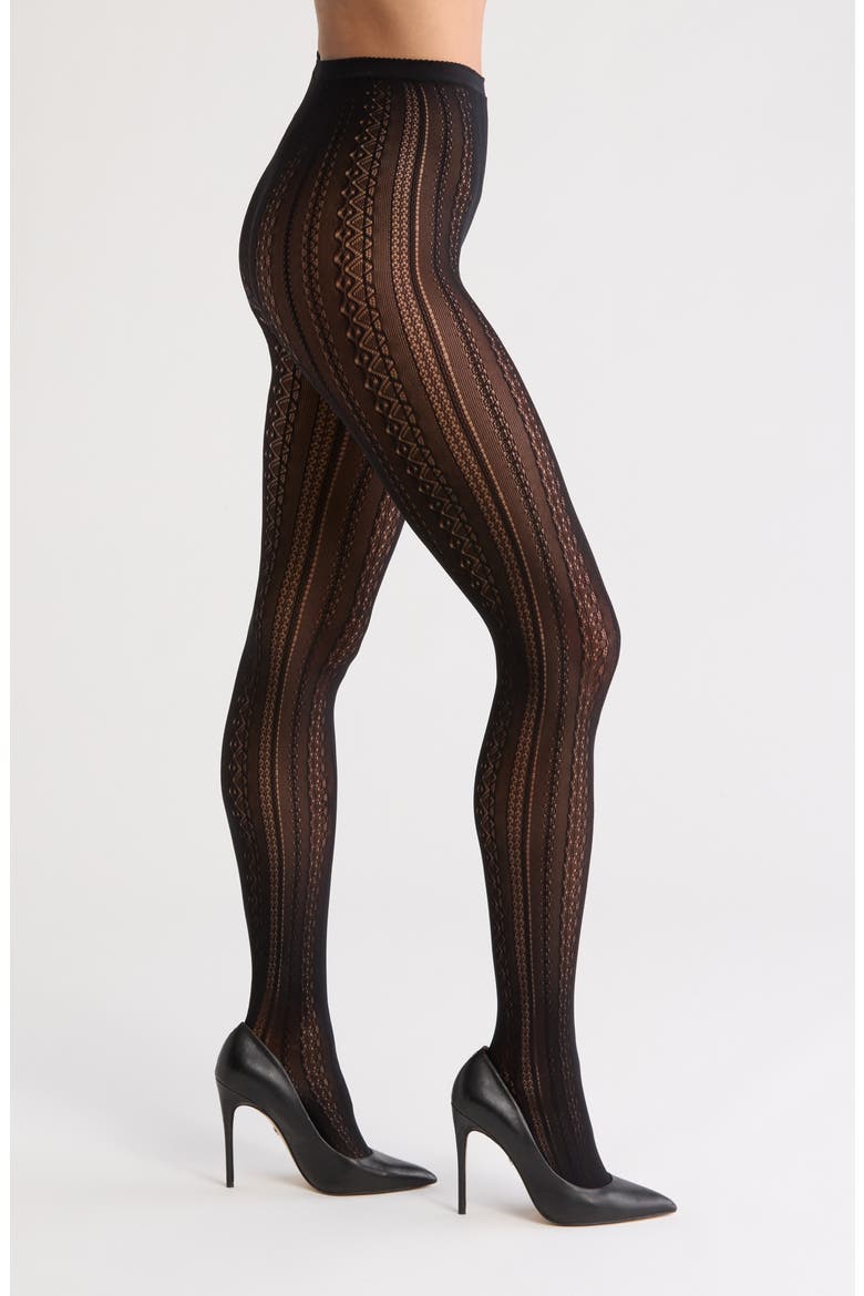 Vertical Pattern Mesh Tights, Main, color, BLACK