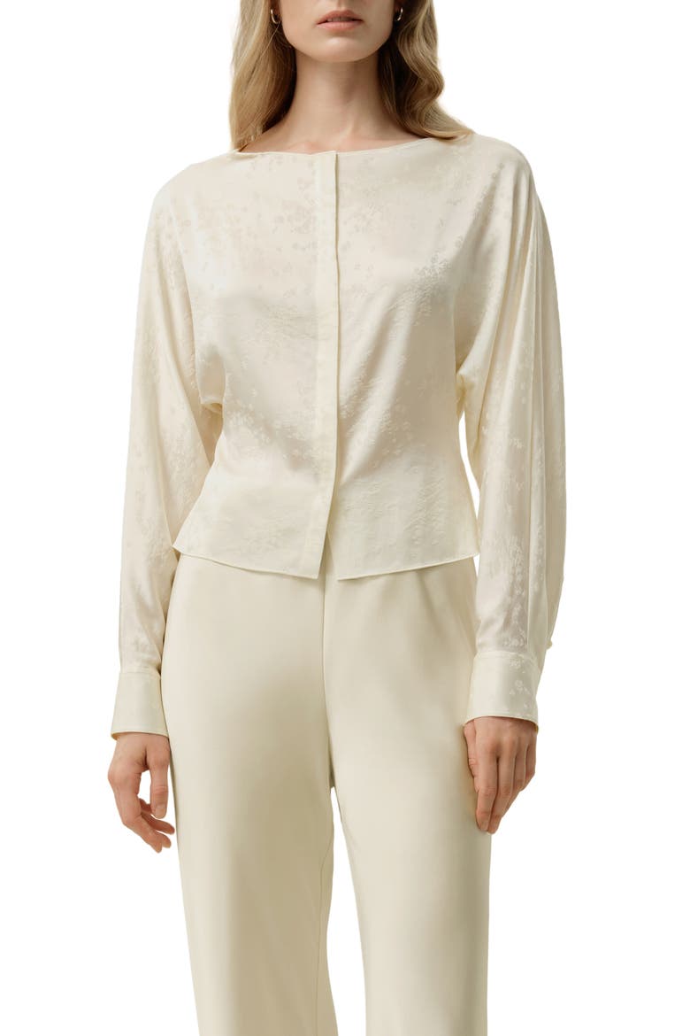 Women's YING Jacquard Silk Blouse, Main, color, Lily White