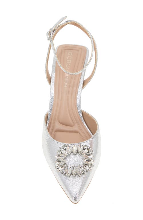 Bcbg Ipany Ankle Strap Metallic Pump In Silver