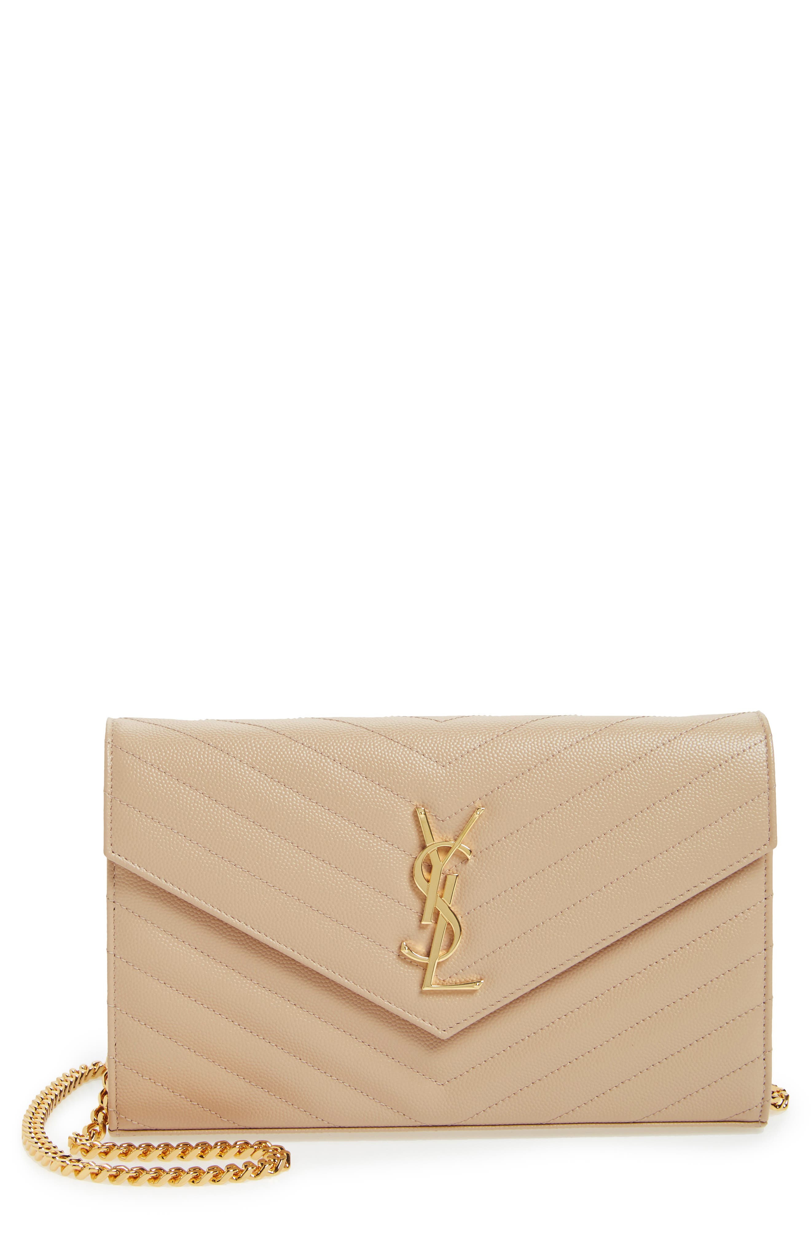 Женские кошельки Saint Laurent Cassandre Matelassé Leather Wallet on a Chain