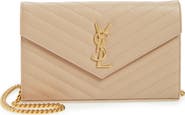 Saint Laurent Cassandre Matelassé Leather Wallet on a Chain