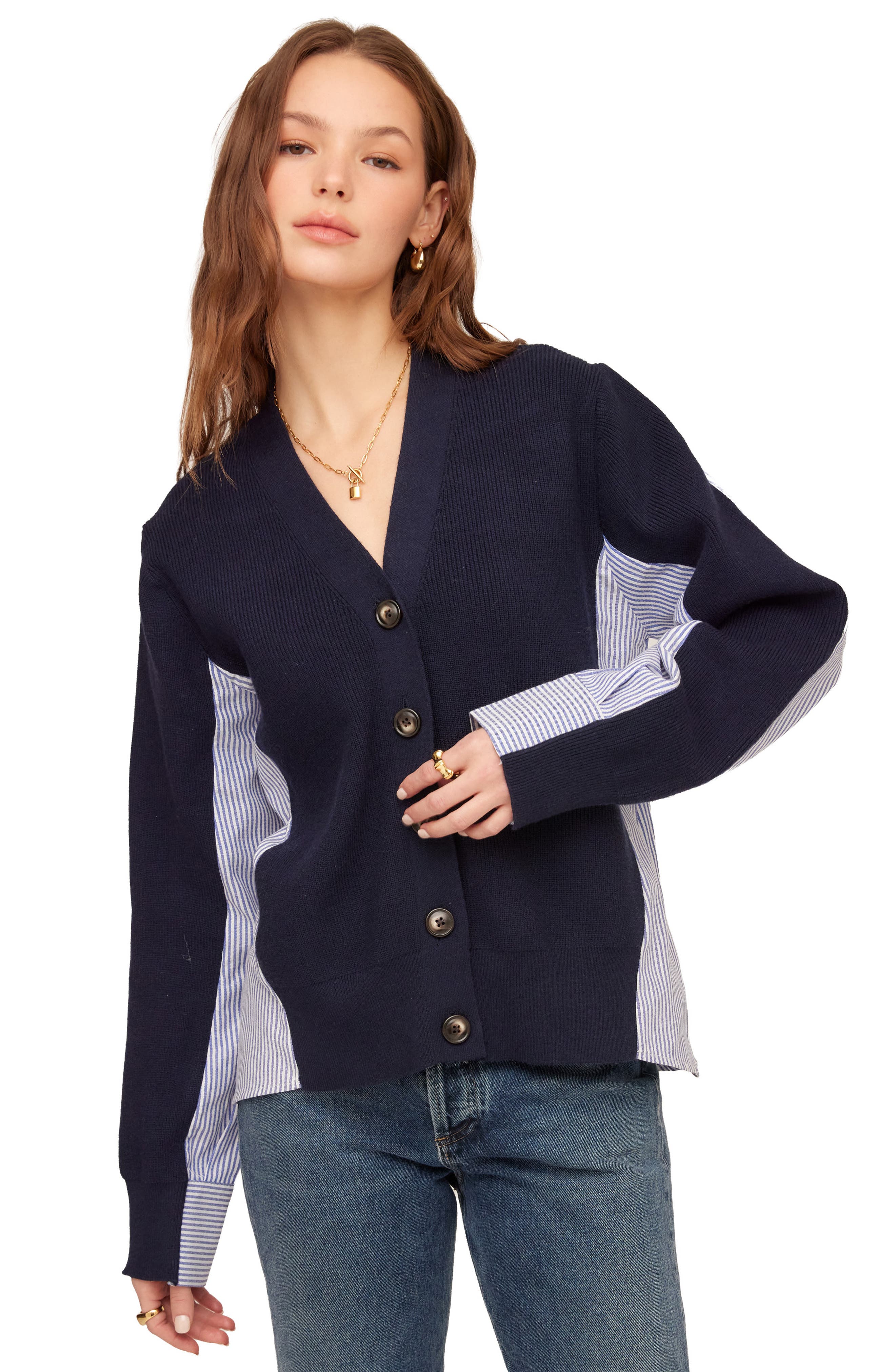 FIFTEEN TWENTY Celine Mixed Media Cardigan (Women) | Nordstrom