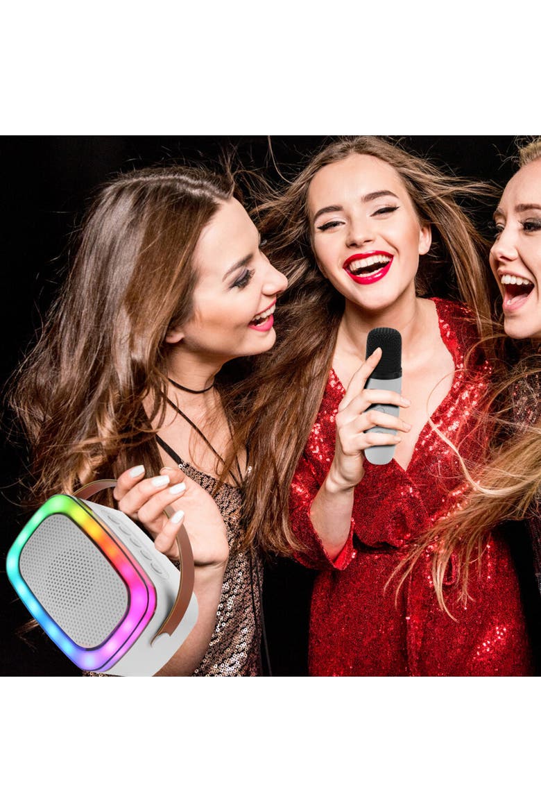 Rechargable Mini Karaoke Speaker Wireless Microphone, Alternate, color, White