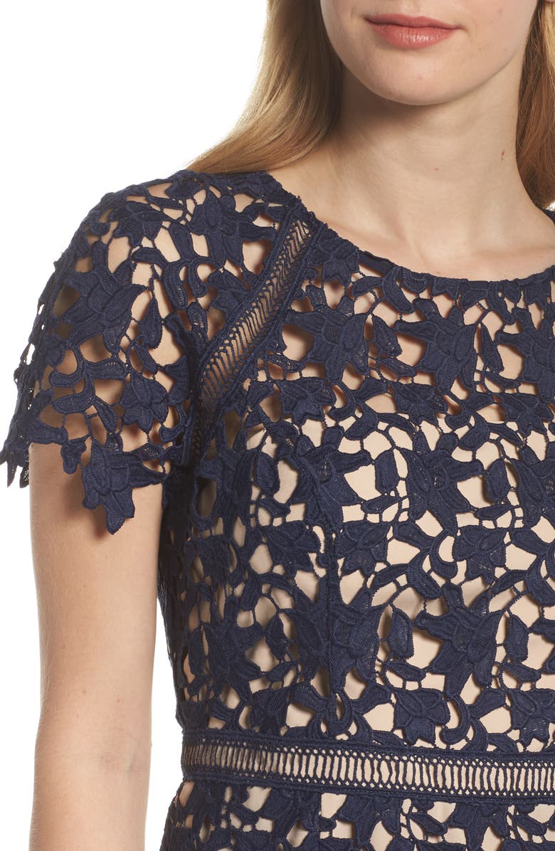 Eliza J Lace Overlay Sheath Dress, Alternate, color, 