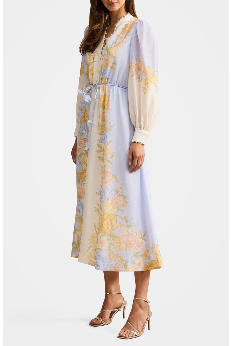 Courtney Placed Floral Long Sleeve Dress, Alternate, color, BLUE MERCIA FLORAL