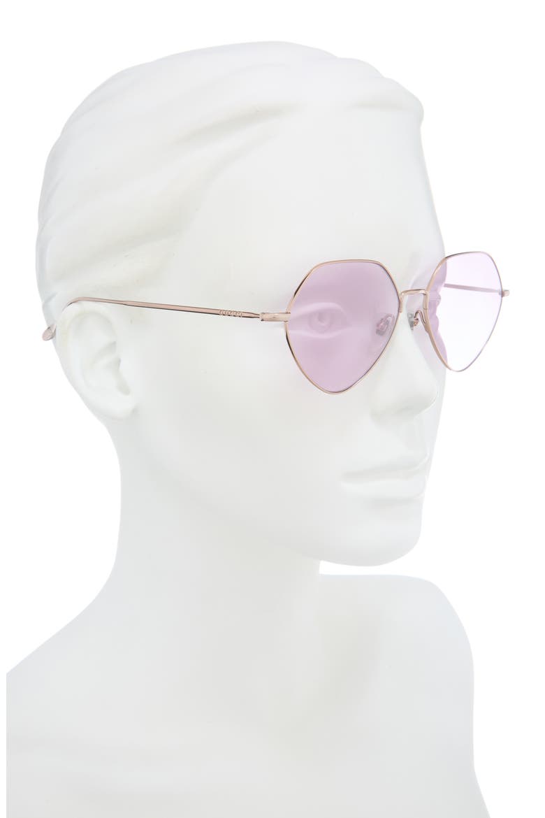 55mm Geometric Sunglasses, Alternate, color, GOLD GOLD PINK