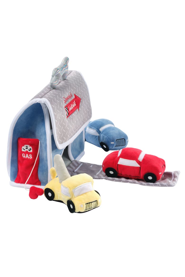 Cars & Tow Truck Garage Interactive Plush Developmental Playset Toy, Alternate, color, Blue