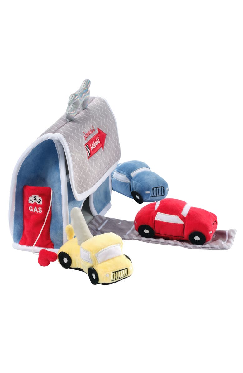 Lambs & Ivy Cars & Tow Truck Garage Interactive Plush Developmental Playset Toy, Alternate, color, Blue