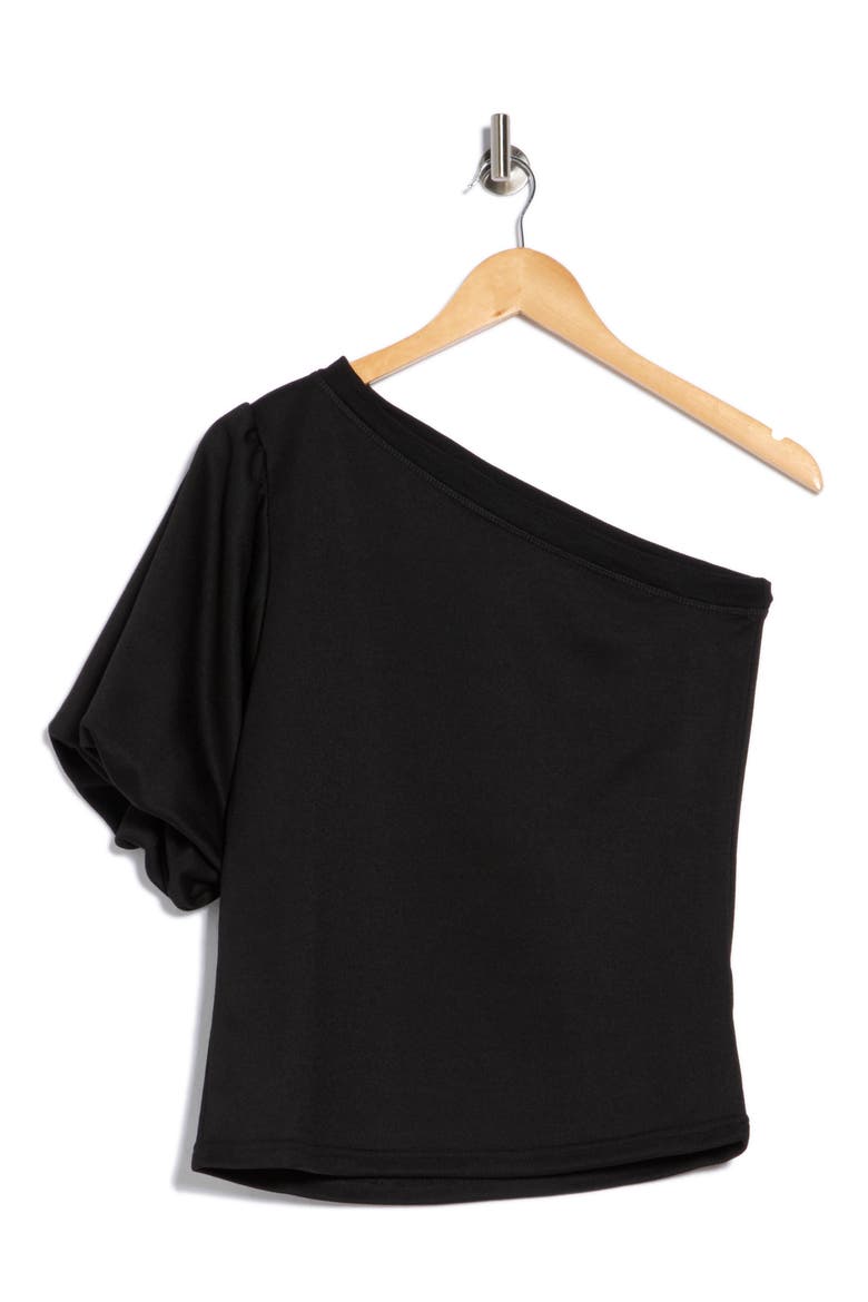 Joylyn One Shoulder Flutter Sleeve Top, Alternate, color, BLACK