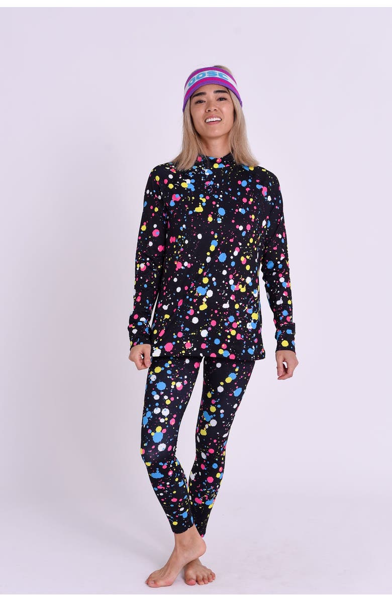 OOSC Baselayer Leggings - Catalina Wine Mixer Women's, Alternate, color, Black With Colorful Splatters