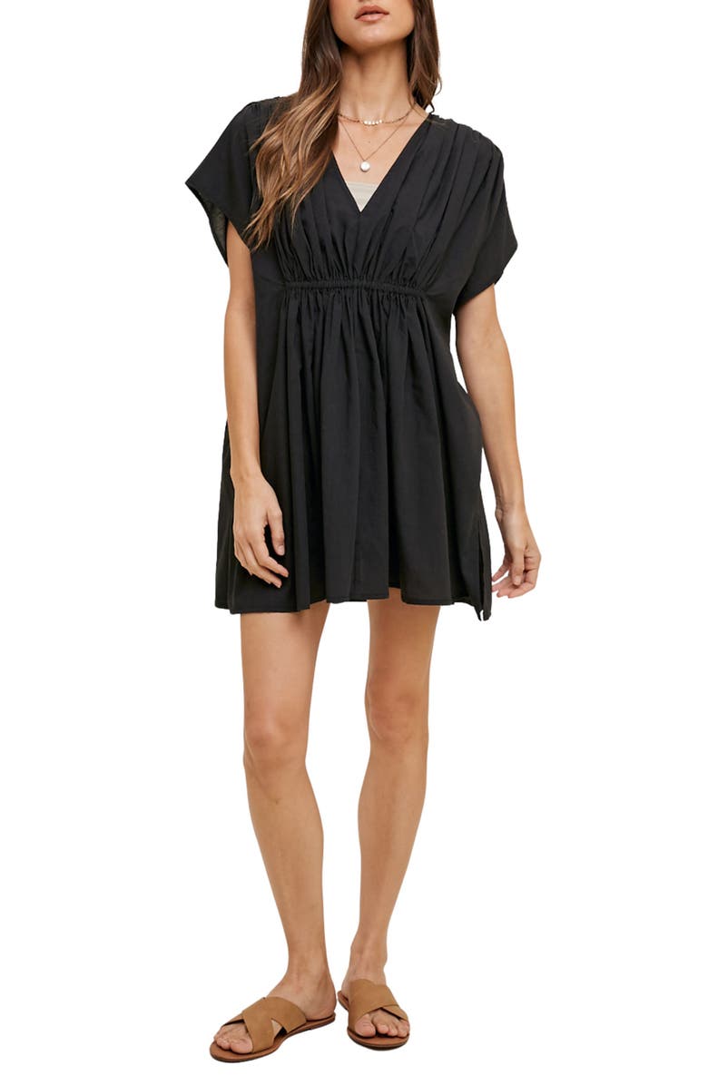 WISHLIST Ruched Cover-Up Dress, Main, color, Black
