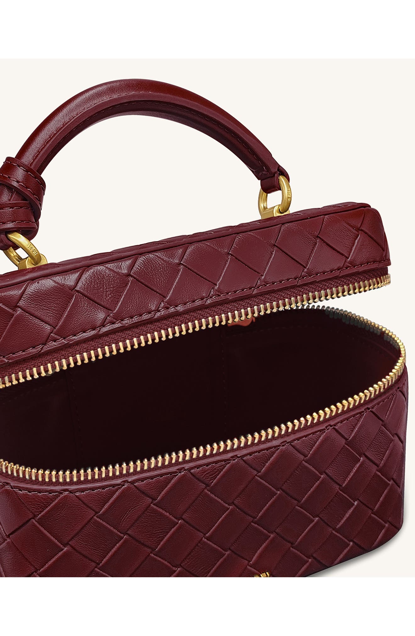 Cleo Woven Faux Leather Top Handle Bag, Alternate, color, CLARET