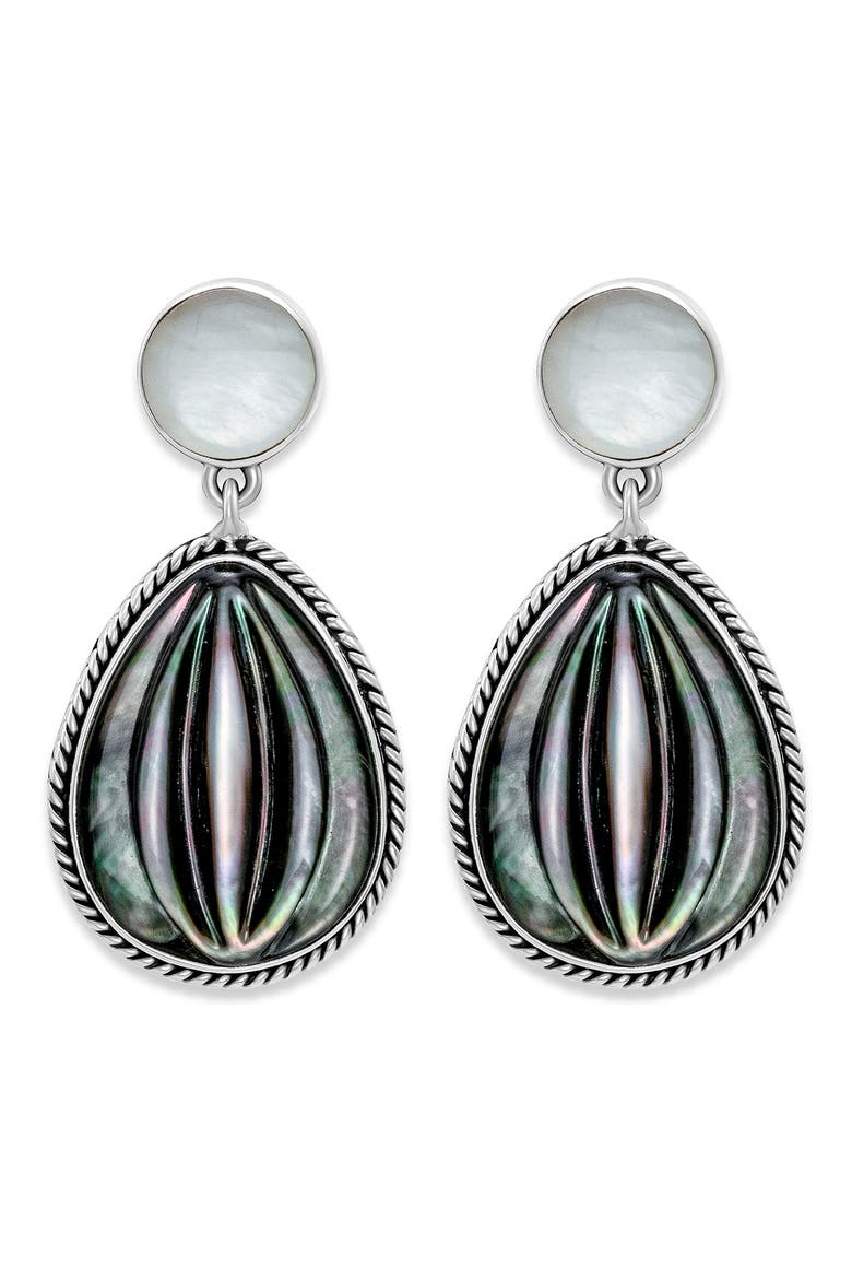 Sterling Silver & Mother of Pearl Drop Earrings, Main, color, PEARL/ SILVER
